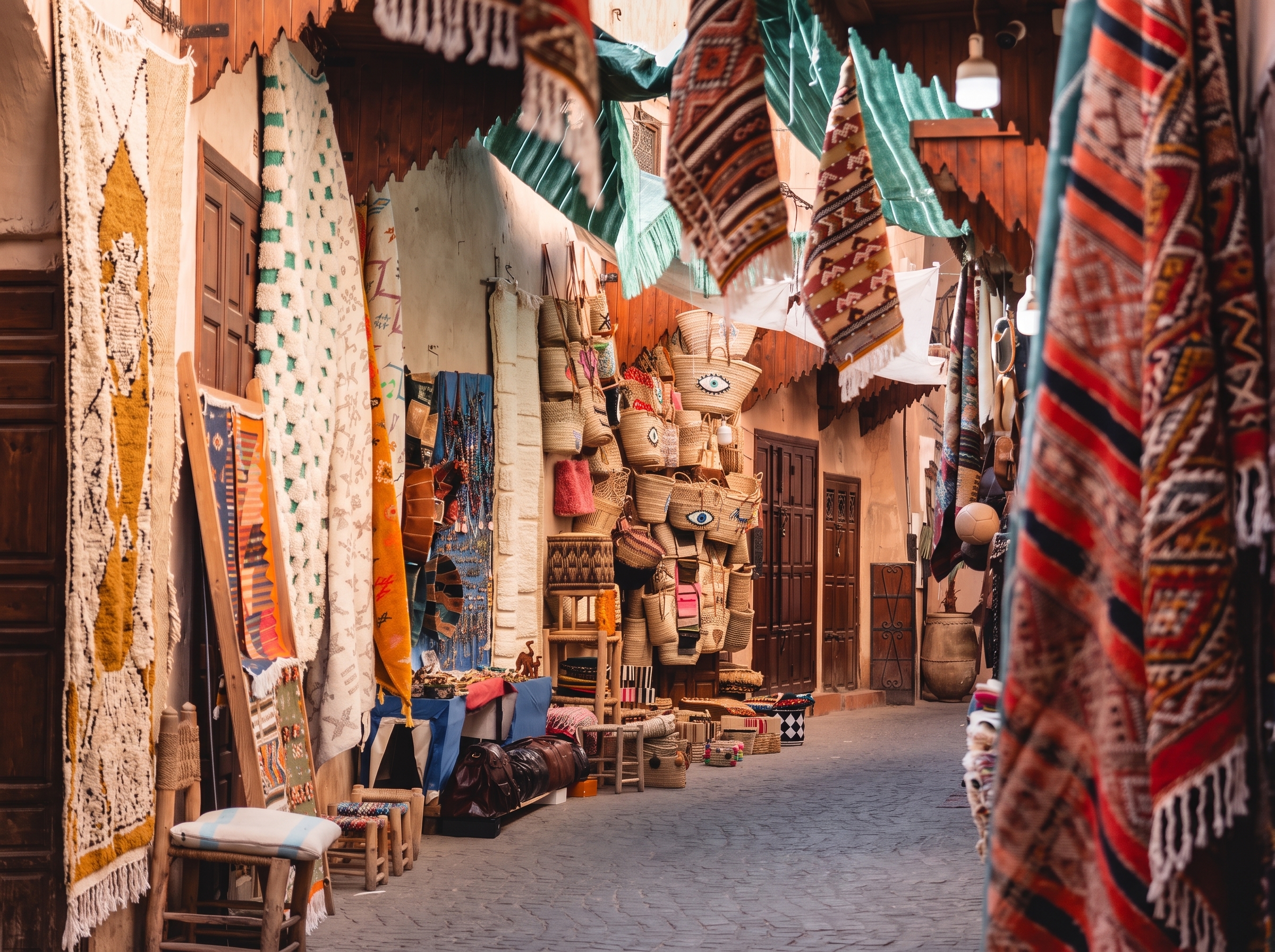 Traditional Moroccan medina souk alleyways